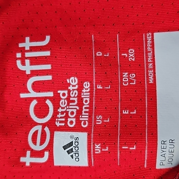 adidas Tech Fit Red and Black Heathered V-neck Long Sleeve Tee - Picture 11 of 12